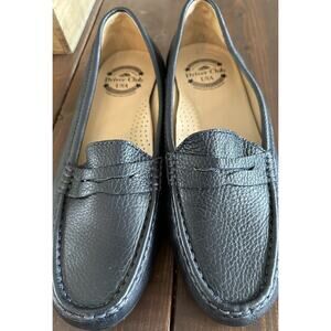 Driver Club USA Women's Leather Naples Driver Loafer Black Grainy Pebble Size 10